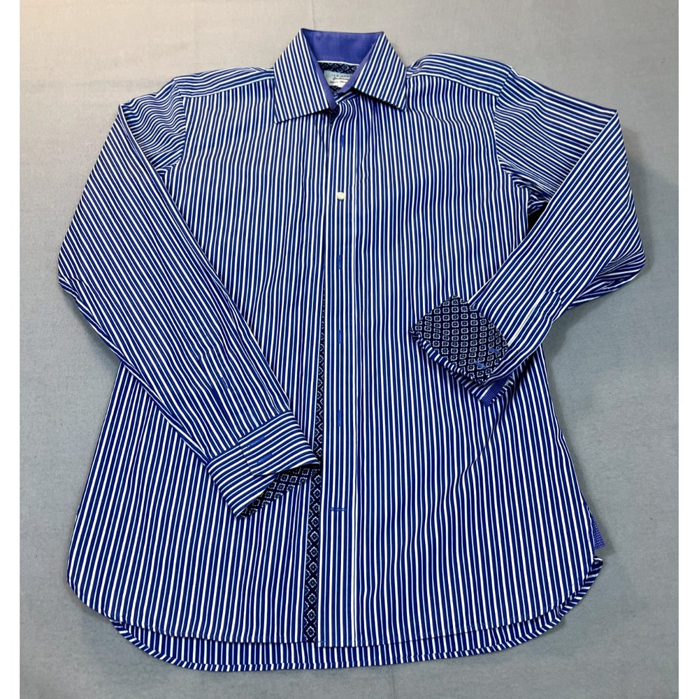 Ted Baker Endurance Shirt Men 15 Blue Purple Flip Cuff Sleeve Teds Classic Fit